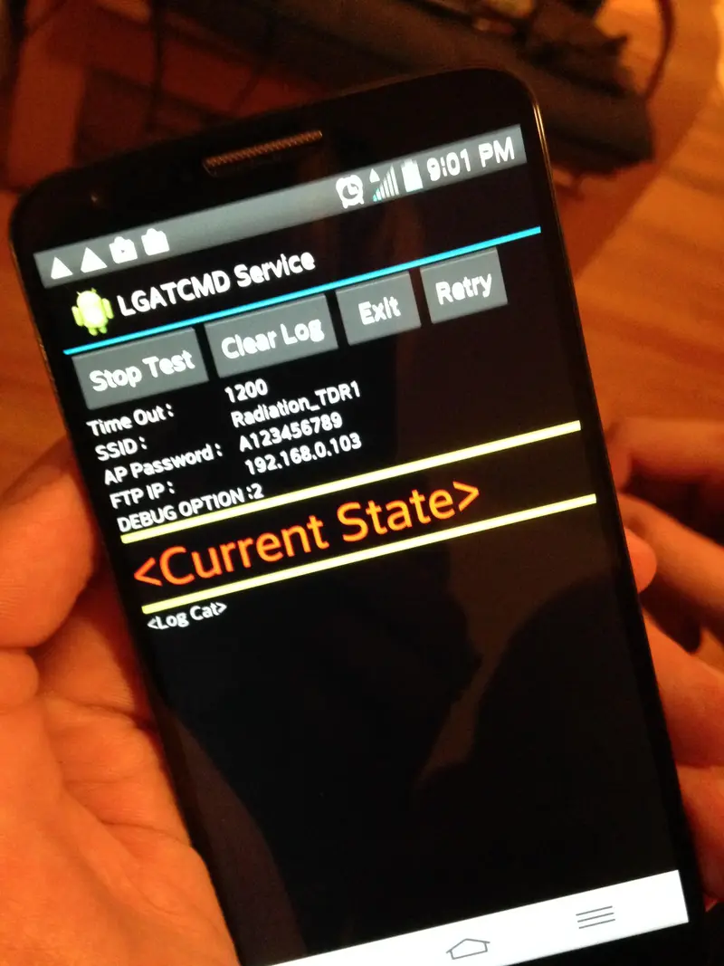 Screenshot showing nearby cell tower SSIDs renamed to Radiation TDS and Radiation TDR